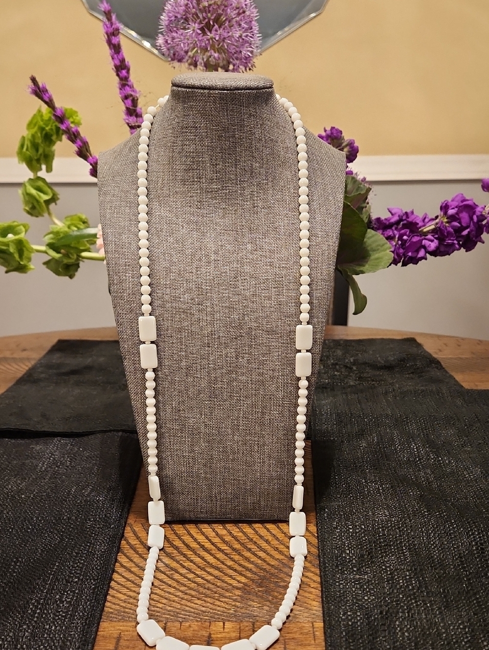 Elegant White Beaded Long Necklace - Women Jewelry